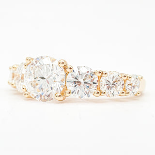 Round Brilliant Degrade Ring – Lab Grown Diamond – 14K/18K Yellow Gold – 6 Side Stones