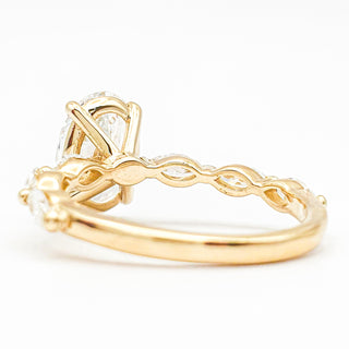 Oval Brilliant with Marquise Band Ring – Lab-Grown Diamond – 14K/18K Yellow Gold – 6 Side Stones