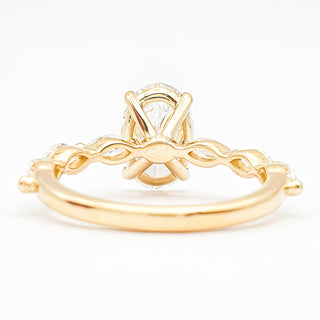 Oval Brilliant with Marquise Band Ring – Lab-Grown Diamond – 14K/18K Yellow Gold – 6 Side Stones