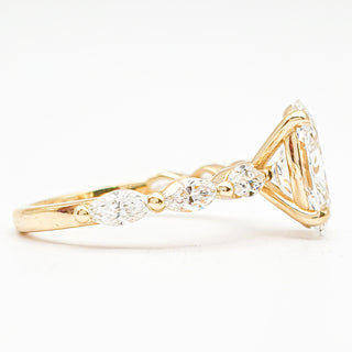 Oval Brilliant with Marquise Band Ring – Lab-Grown Diamond – 14K/18K Yellow Gold – 6 Side Stones