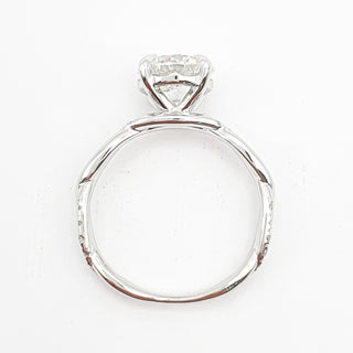 Round Brilliant Pavé Ring – Lab Grown Diamond – 14K/18K White Gold – 28 Side Stones