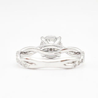 Round Brilliant Pavé Ring – Lab Grown Diamond – 14K/18K White Gold – 28 Side Stones