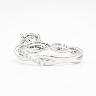 Round Brilliant Pavé Ring – Lab Grown Diamond – 14K/18K White Gold – 28 Side Stones