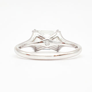Emerald Cut Split Solitaire Ring – Lab-Grown Diamond – 14K/18K White Gold