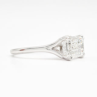 Emerald Cut Split Solitaire Ring – Lab-Grown Diamond – 14K/18K White Gold