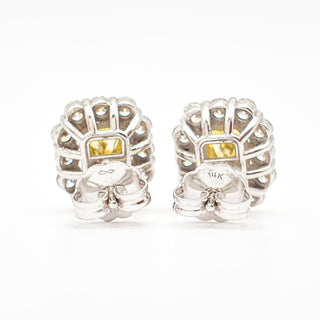 Radiant Cut 2.90 Carat Lab-Grown Diamonds Fancy Vivid Yellow Earrings | IGI Certified | 3.06 Gram 14K White and Yellow Gold | End Date: 08/03/2026