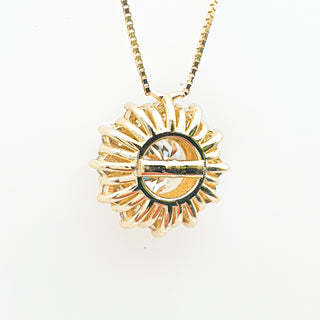 Necklace with Pendant 1.54 Carat Round Brilliant – Lab Grown Diamonds – 2.48 Gram 14K Yellow Gold – 12 Side Stones