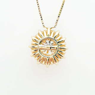 Necklace with Pendant 1.54 Carat Round Brilliant – Lab Grown Diamonds – 2.48 Gram 14K Yellow Gold – 12 Side Stones
