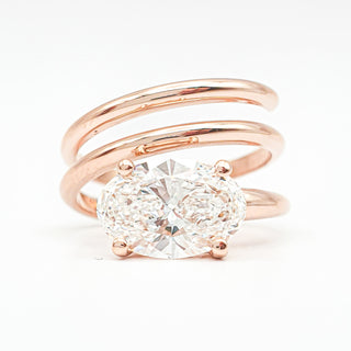Oval Brilliant Spiral Solitaire Ring – Lab Grown Diamond – 14K/18K Rose Gold