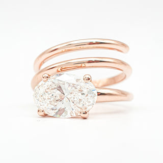 Oval Brilliant Spiral Solitaire Ring – Lab Grown Diamond – 14K/18K Rose Gold