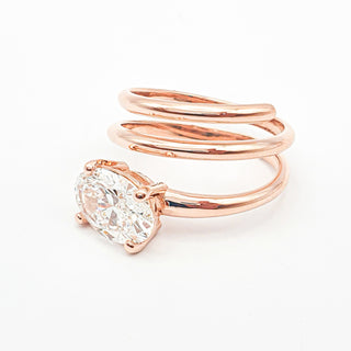 Oval Brilliant Spiral Solitaire Ring – Lab Grown Diamond – 14K/18K Rose Gold