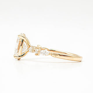 Oval Brilliant with Marquise Band Ring – Lab-Grown Diamond – 14K/18K Yellow Gold – 6 Side Stones