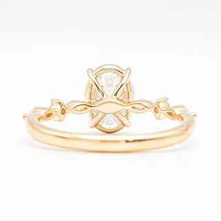 Oval Brilliant with Marquise Band Ring – Lab-Grown Diamond – 14K/18K Yellow Gold – 6 Side Stones
