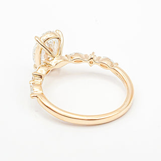 Oval Brilliant with Marquise Band Ring – Lab-Grown Diamond – 14K/18K Yellow Gold – 6 Side Stones