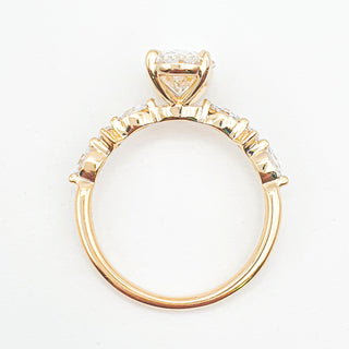 Oval Brilliant with Marquise Band Ring – Lab-Grown Diamond – 14K/18K Yellow Gold – 6 Side Stones