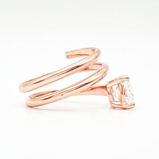 Oval Brilliant Spiral Solitaire Ring – Lab Grown Diamond – 14K/18K Rose Gold