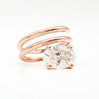 Oval Brilliant Spiral Solitaire Ring – Lab Grown Diamond – 14K/18K Rose Gold