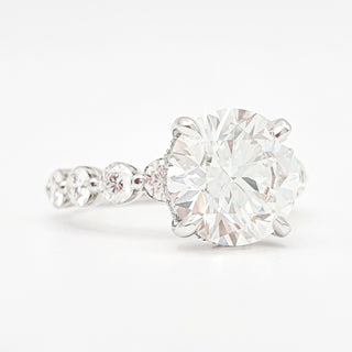 Round Brilliant Pavé Ring – Lab Grown Diamond – 14K/18K White Gold – 30 Side Stones