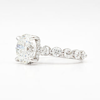 Round Brilliant Pavé Ring – Lab Grown Diamond – 14K/18K White Gold – 30 Side Stones