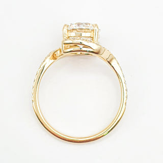 Round Brilliant Spiral Pavé Ring  – Lab Grown Diamond – 14K/18K Yellow Gold – 32 Side Stones