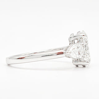 Oval Brilliant 3 Stone Ring – Lab Grown Diamond – 14K/18K White Gold – 2 Side Stones