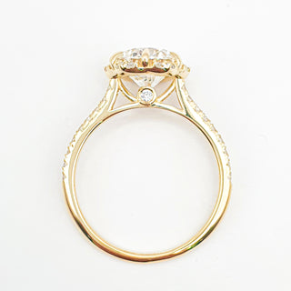 טבעת עגול עיצוב פרח בשיבוץ פאווה – יהלום מעבדה – זהב צהוב 14/18 קראט