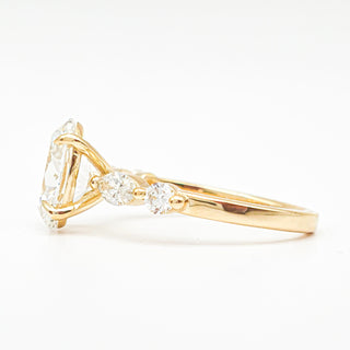 Oval Brilliant with Marquise Band Ring – Lab-Grown Diamond – 14K/18K Yellow Gold – 4 Side Stones