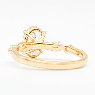 Oval Brilliant with Marquise Band Ring – Lab-Grown Diamond – 14K/18K Yellow Gold – 4 Side Stones