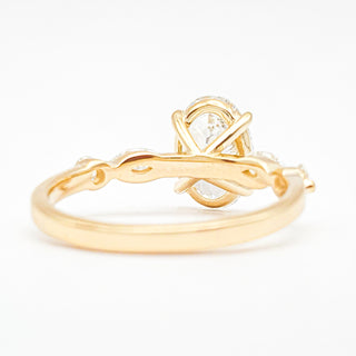 Oval Brilliant with Marquise Band Ring – Lab-Grown Diamond – 14K/18K Yellow Gold – 4 Side Stones