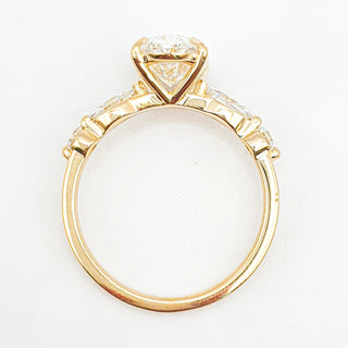 Oval Brilliant with Marquise Band Ring – Lab-Grown Diamond – 14K/18K Yellow Gold – 4 Side Stones