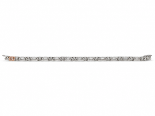Round And Emerald Cut 32.50 Carat Lab-Grown Diamonds Bracelet | IGI Certified | 22.31 Gram 18K White Gold