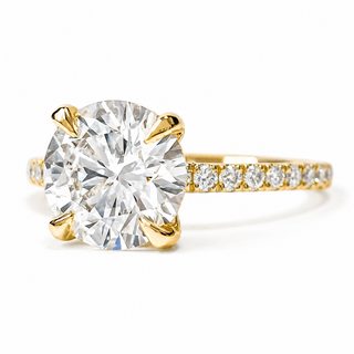 Round Brilliant Pavé Ring – Lab Grown Diamond – 14K/18K  Yellow Gold – 18 Side Stones