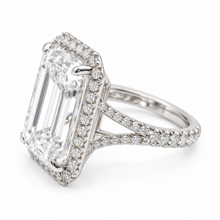 Emerald Cut 13.26 Carat Lab-Grown Diamonds Ring | IGI Certified | 7.82 Gram 18K White Gold
