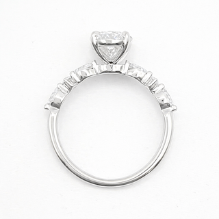 Oval Brilliant with Marquise Band Ring – Lab-Grown Diamond – 14K/18K White Gold – 6 Side Stones