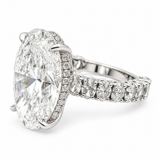 Oval Brilliant 11.67 Carat Lab-Grown Diamonds Ring | IGI Certified | 7.01 Gram 14K White Gold