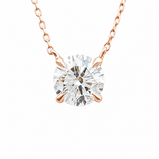 Round Brilliant – Lab Grown Diamond – 14K/18K Rose Gold – Solitaire Necklace