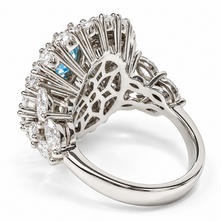 Oval Brillaint Cut 6.70 Carat Lab-Grown Diamonds Cocktail Ring | IGI Certified | 9.23 Gram 14K White Gold