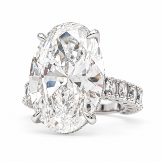 Oval Brilliant 11.67 Carat Lab-Grown Diamonds Ring | IGI Certified | 7.01 Gram 14K White Gold