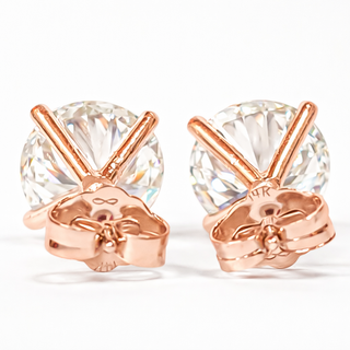 Round Brilliant Earrings – Lab Grown Diamonds – 14K/18K Rose Gold – Stud Earrings