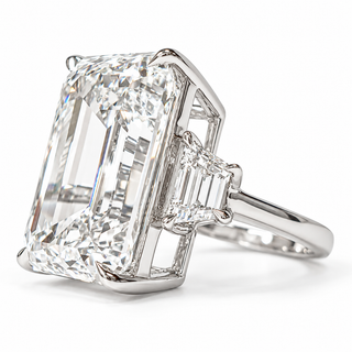 Emerald Cut 8.05 Carat Lab-Grown Diamonds Ring | IGI Certified | 6.22 Gram 18K White Gold