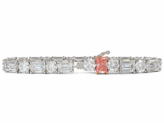 Round And Emerald Cut 32.50 Carat Lab-Grown Diamonds Bracelet | IGI Certified | 22.31 Gram 18K White Gold