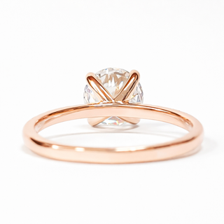 Round Brilliant Pavé Ring – Lab Grown Diamond – 14K/18K Rose Gold – 18 Side Stones