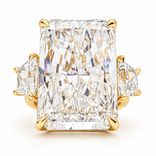 Emerald Cut 10.89 Carat Lab-Grown Diamonds Ring | IGI Certified | 8.64 Gram 18K Yellow Gold