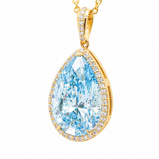 Pear Shape 10.35 Carat Lab-Grown Diamonds Pendant | IGI Certified | 7.37 Gram 14K Yellow Gold