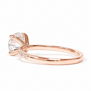 Round Brilliant Pavé Ring – Lab Grown Diamond – 14K/18K Rose Gold – 18 Side Stones