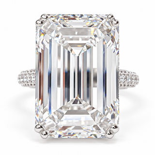 Emerald Cut 11.84 Carat Lab-Grown Diamonds Ring | IGI Certified | 8.22 Gram 18K White Gold