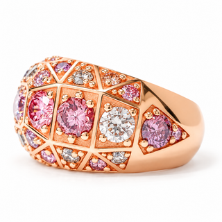 A Mosaic 3.98 Carat Lab-Grown Diamonds Ring | IGI Certified | 13.24 Gram 14K Rose Gold