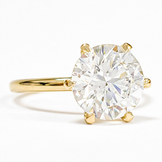 Round Brilliant 6 Prong Solitaire Ring – Lab Grown Diamond – 14K/18K Yellow Gold