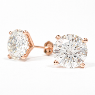 Round Brilliant Earrings – Lab Grown Diamonds – 14K/18K Rose Gold – Stud Earrings