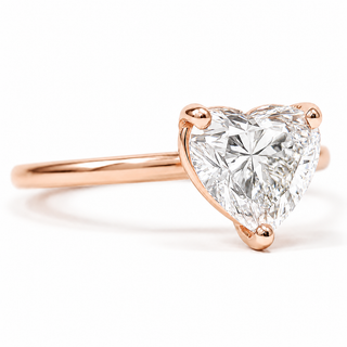 Heart Brilliant Solitaire Ring – Lab-Grown Diamond – 14K/18K Rose Gold